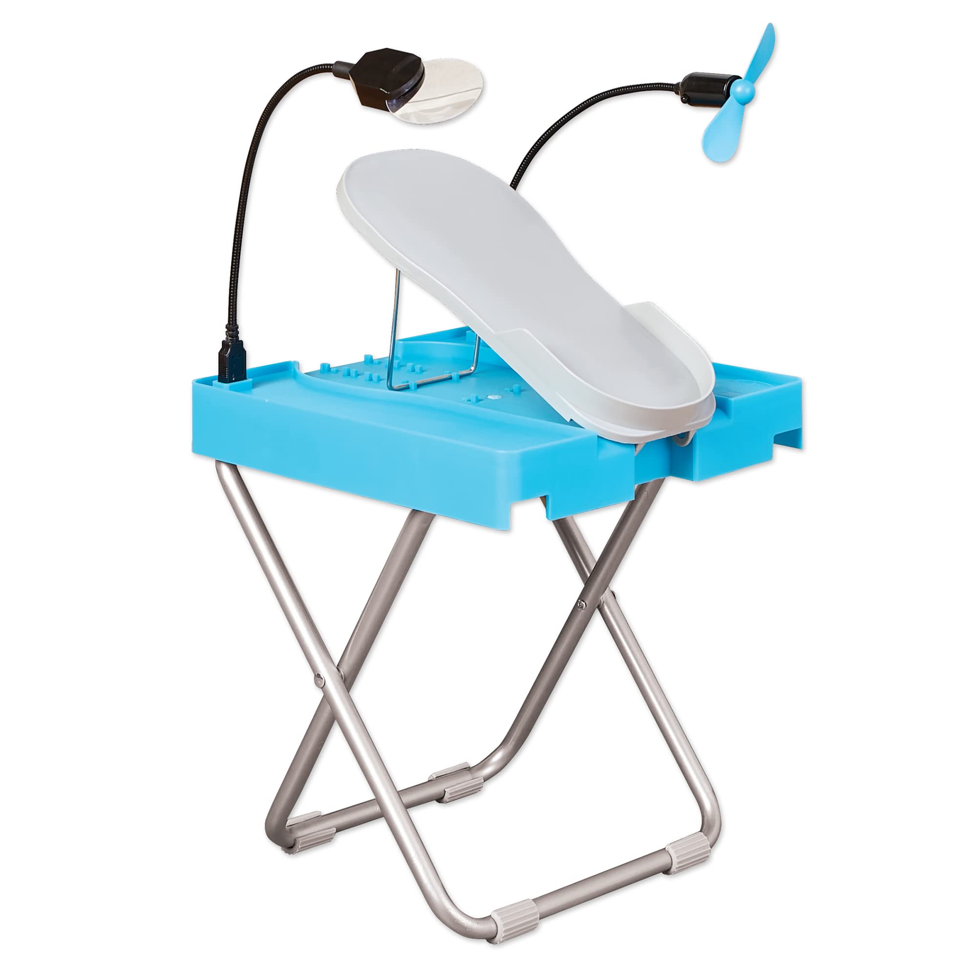 Salon Step Pedicure Stand with LED magnifier and drying fan