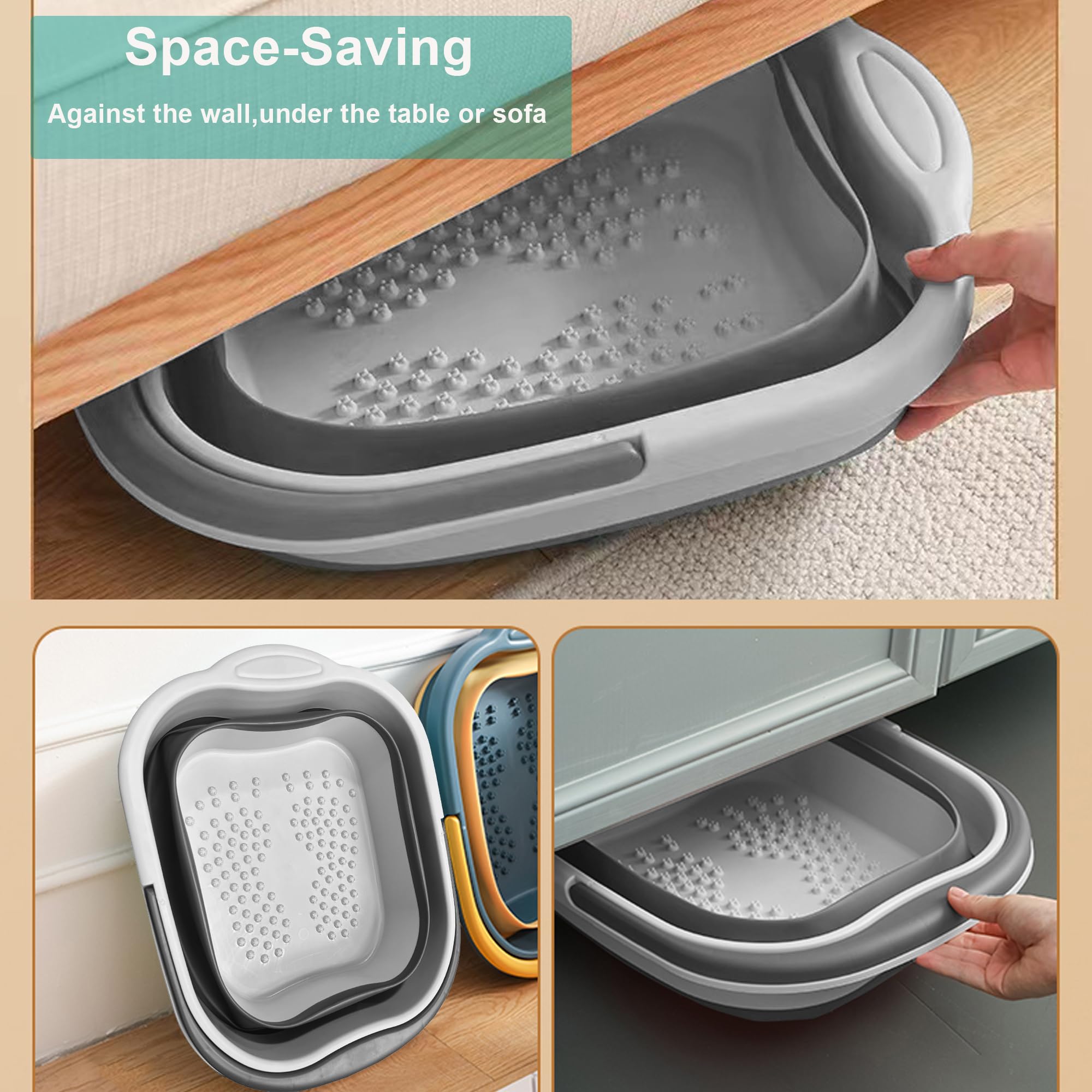 Leemeimei grey foldable foot basin in use