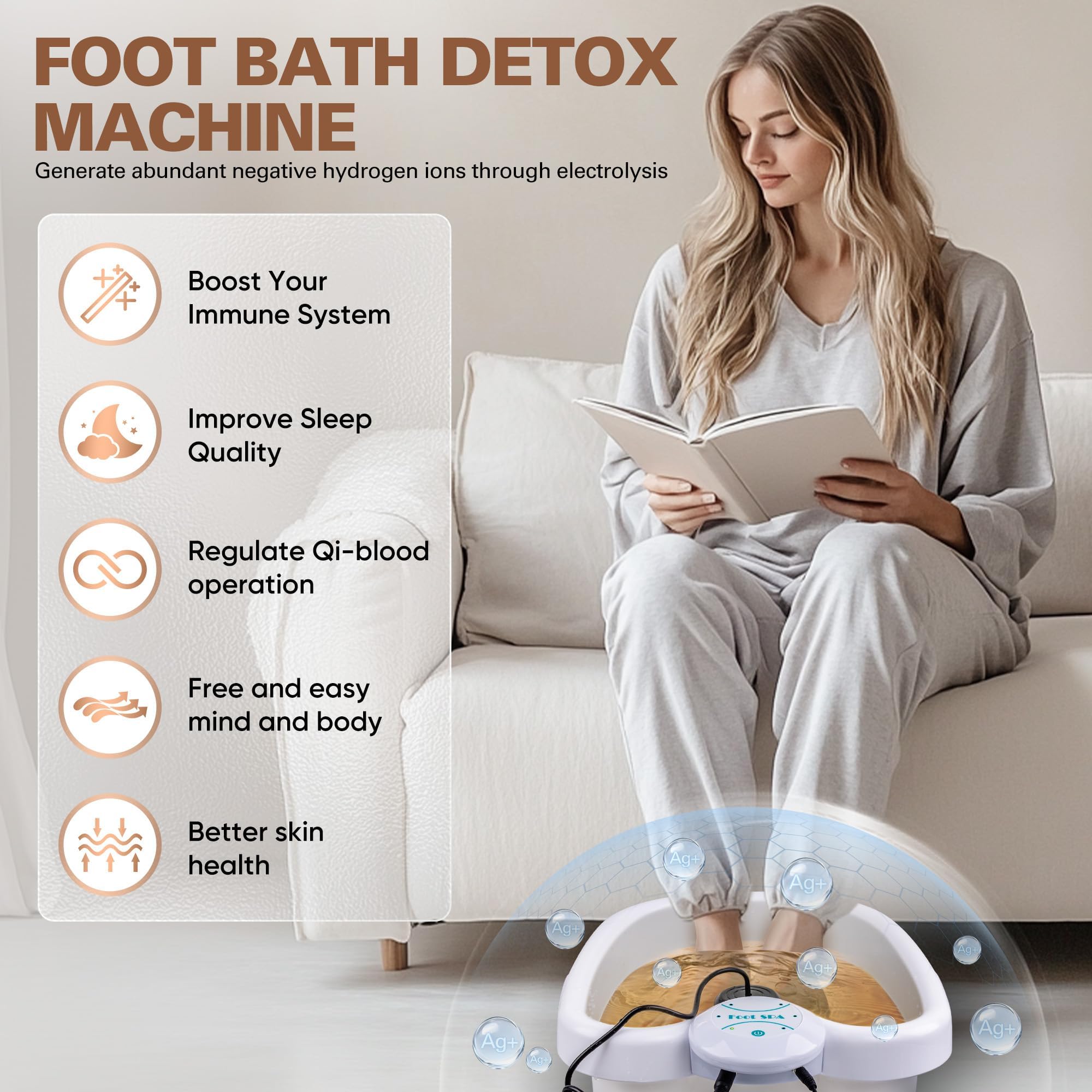 Idudbid foot detox machine with basin and ionic arrays