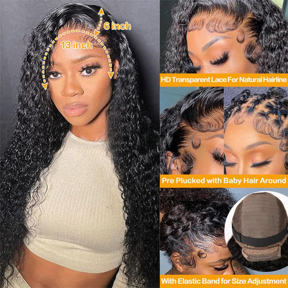 Close-up view of the thirteen by six high definition transparent Swiss lace frontal pre-plucked with baby hair.