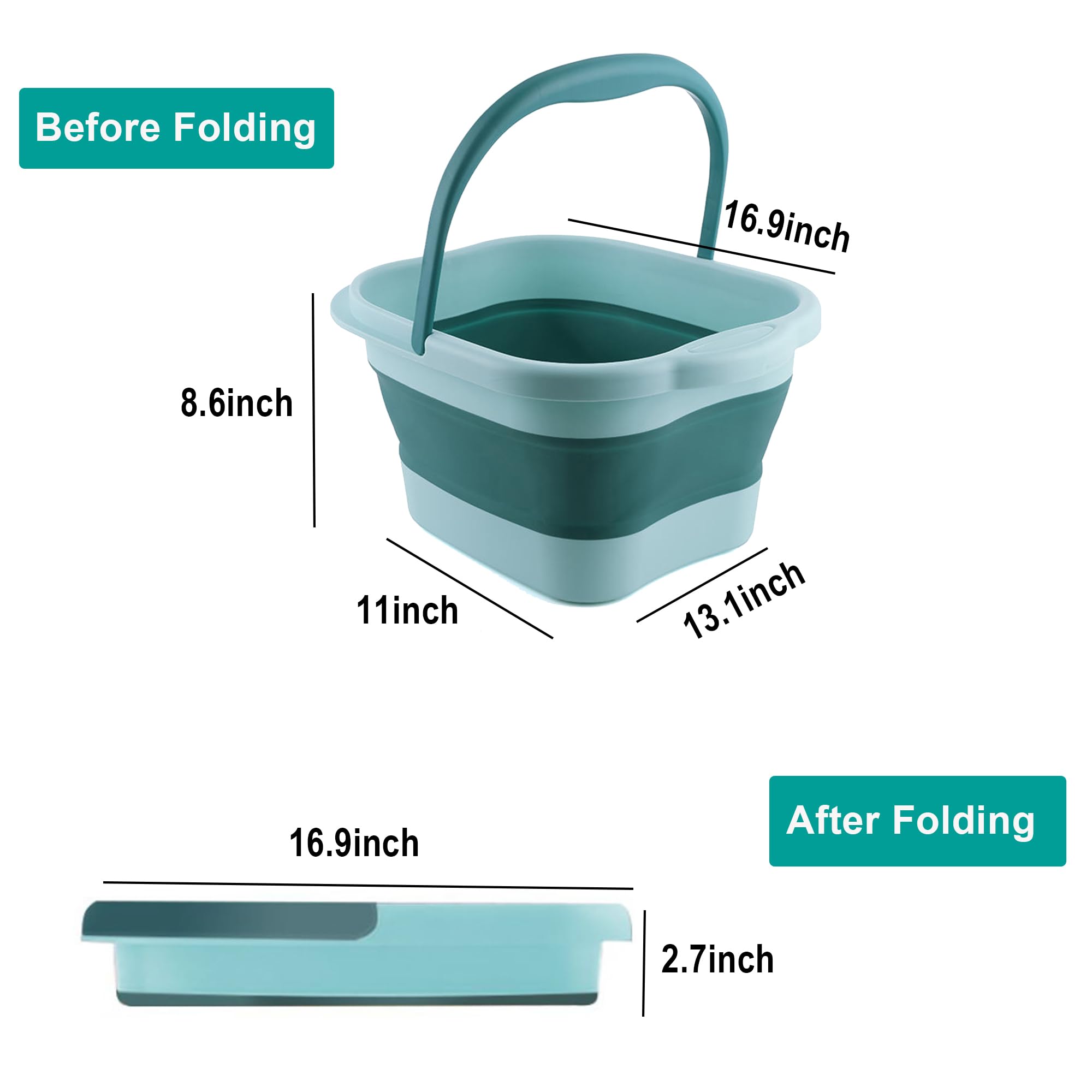 Folded Suicune foot spa basin for space saving storage