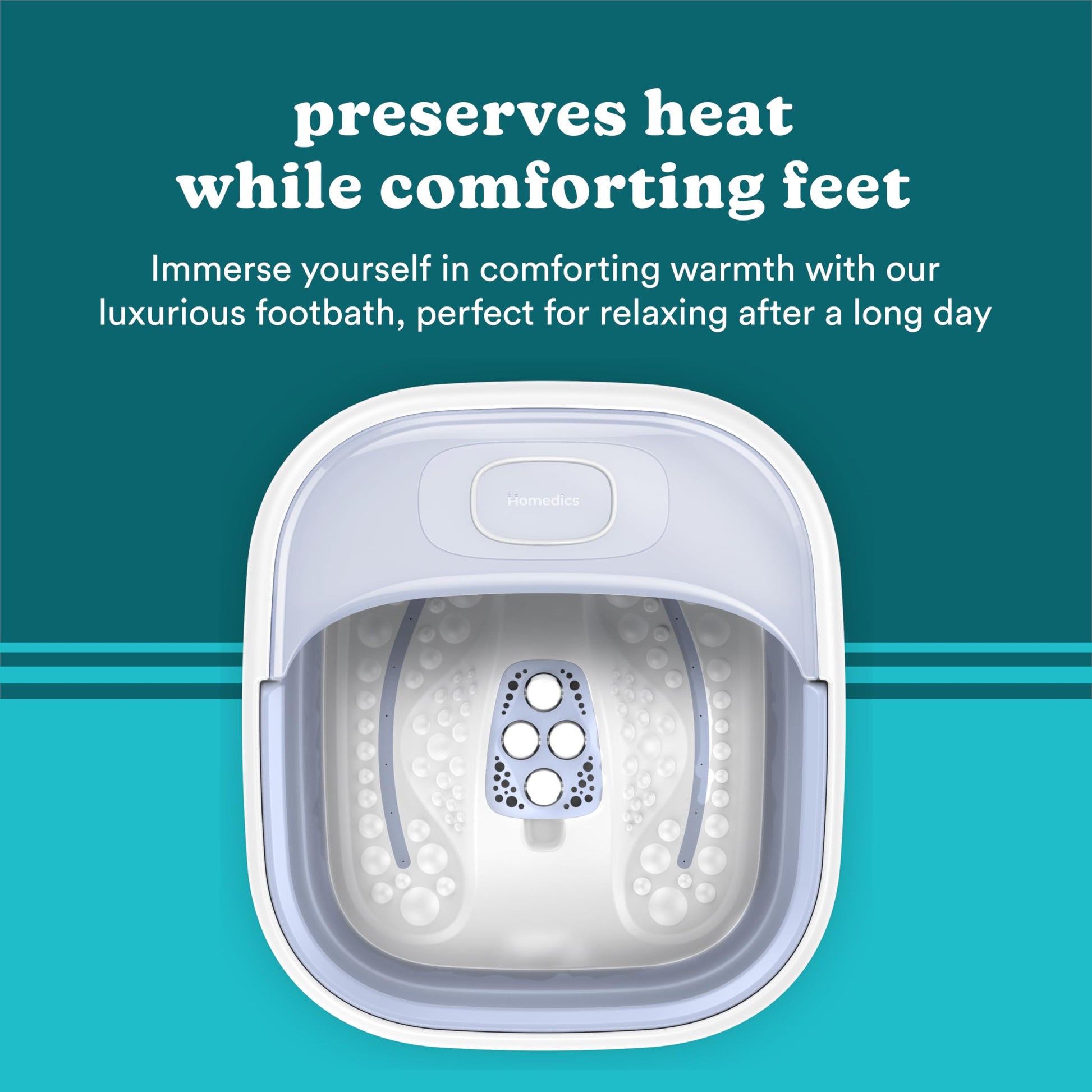 Safety-lock system detail on Homedics collapsible footbath
