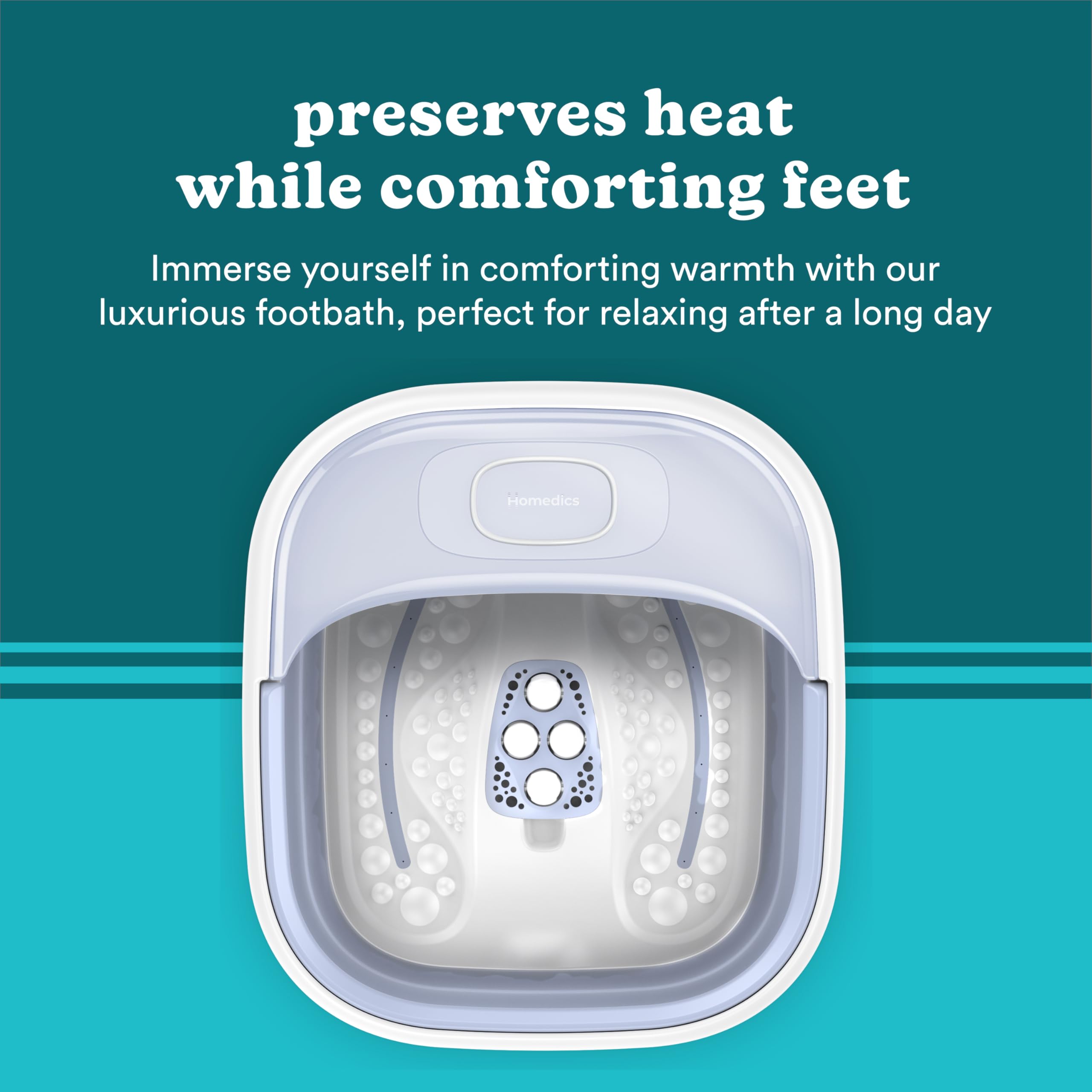 Safety-lock system detail on Homedics collapsible footbath