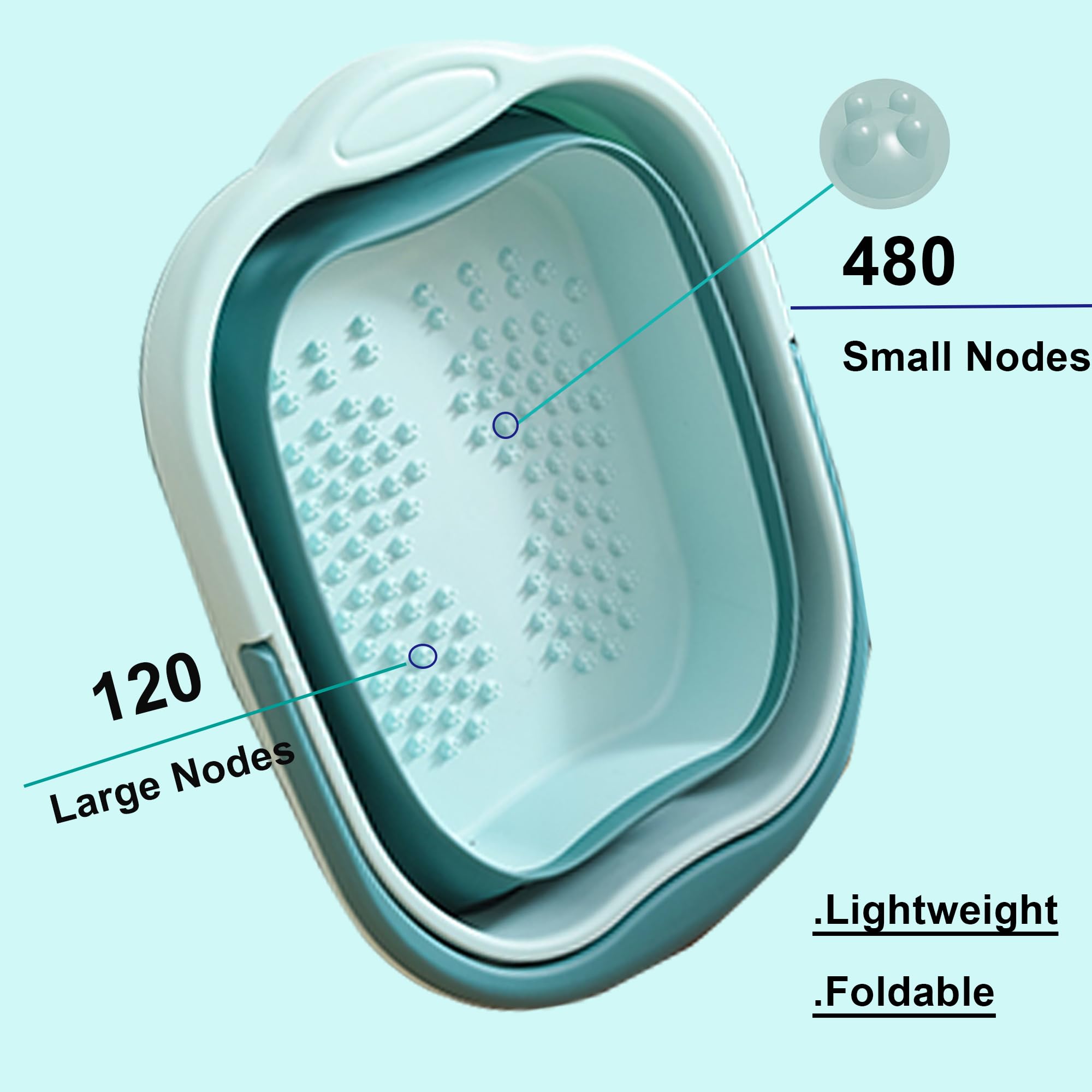 Top view of foot spa tub showing internal massage texture