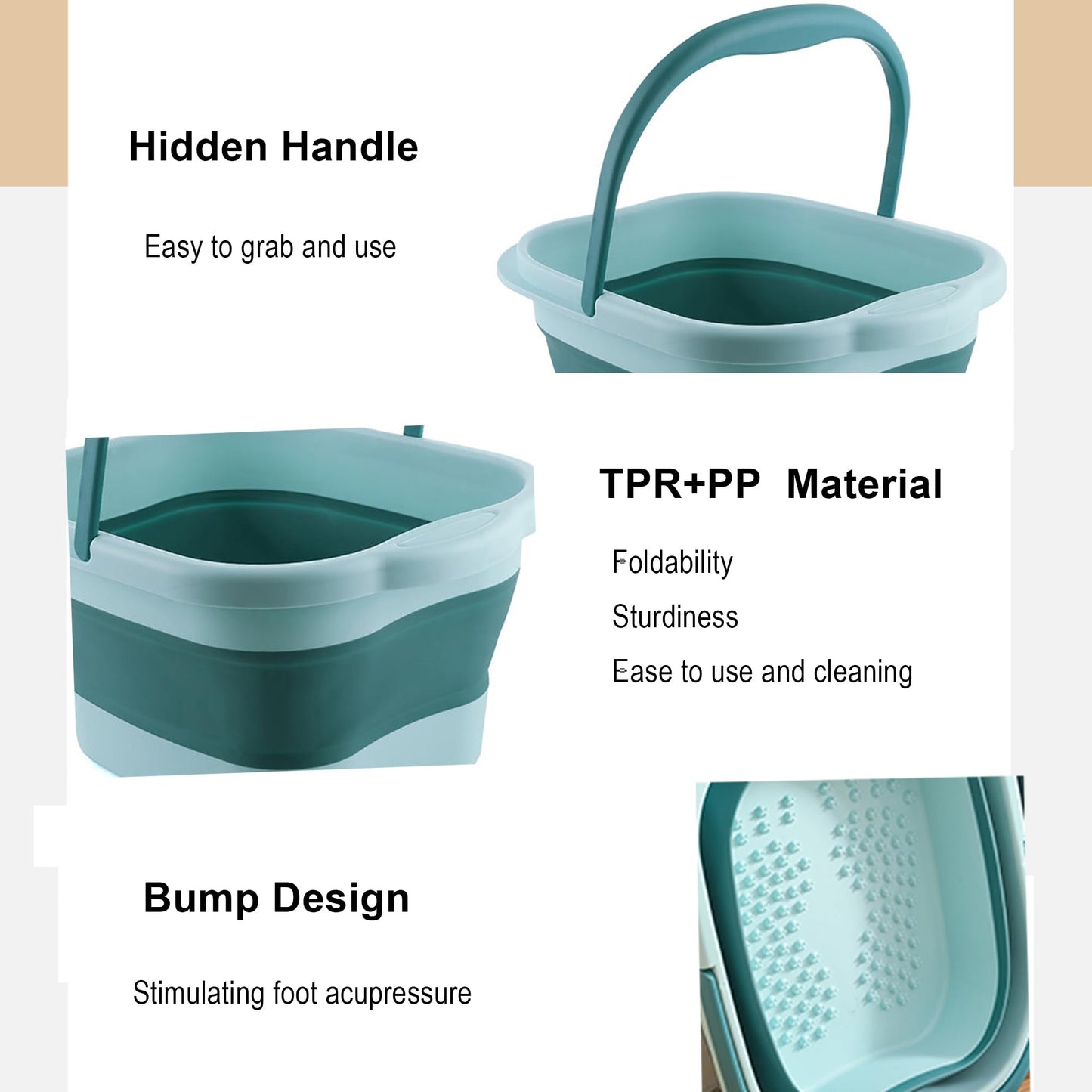 Suicune collapsible basin being used for foot soak