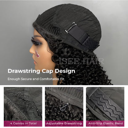 ISEE Hair 180 percent density human hair wig worn in a seamless flip over style