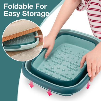 Collapsible foot spa basin folded for storage