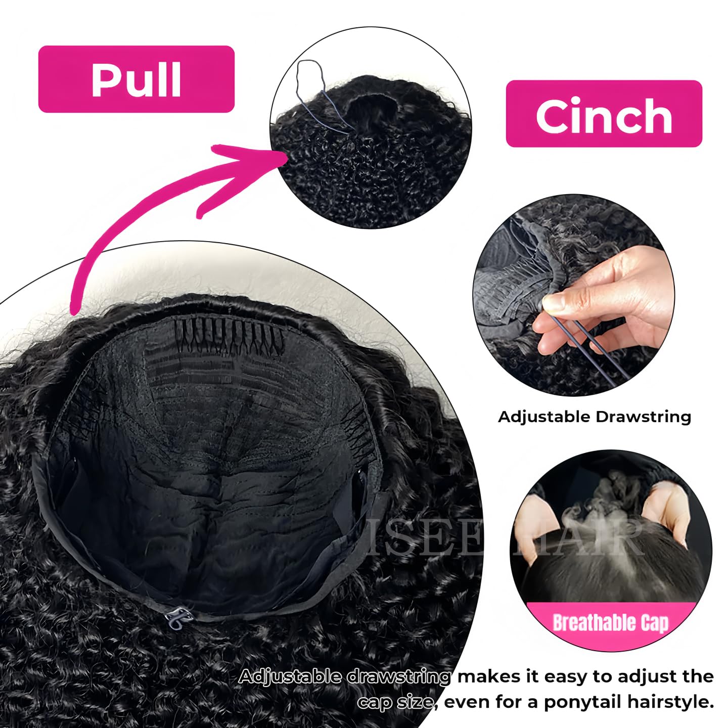 Authentic ISEE Hair imported glueless wig packaging and 18 inch length reference
