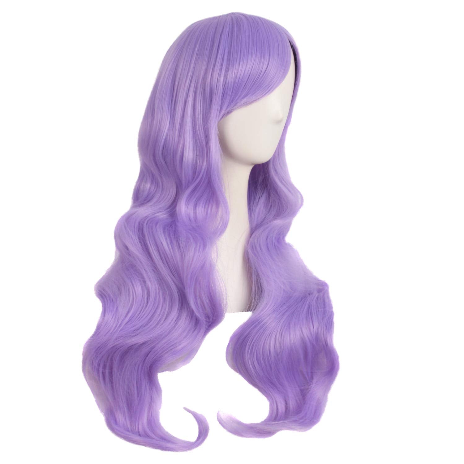 MapofBeauty 70cm side bangs purple costume wig displaying realistic fiber texture and volume.