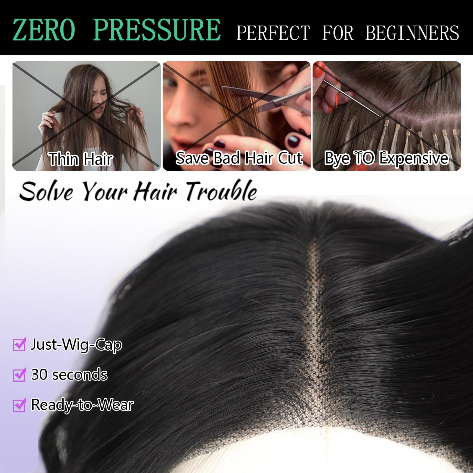 Interior view of the upgraded rose breathable mesh cap and adjustable straps on AISI HAIR wig