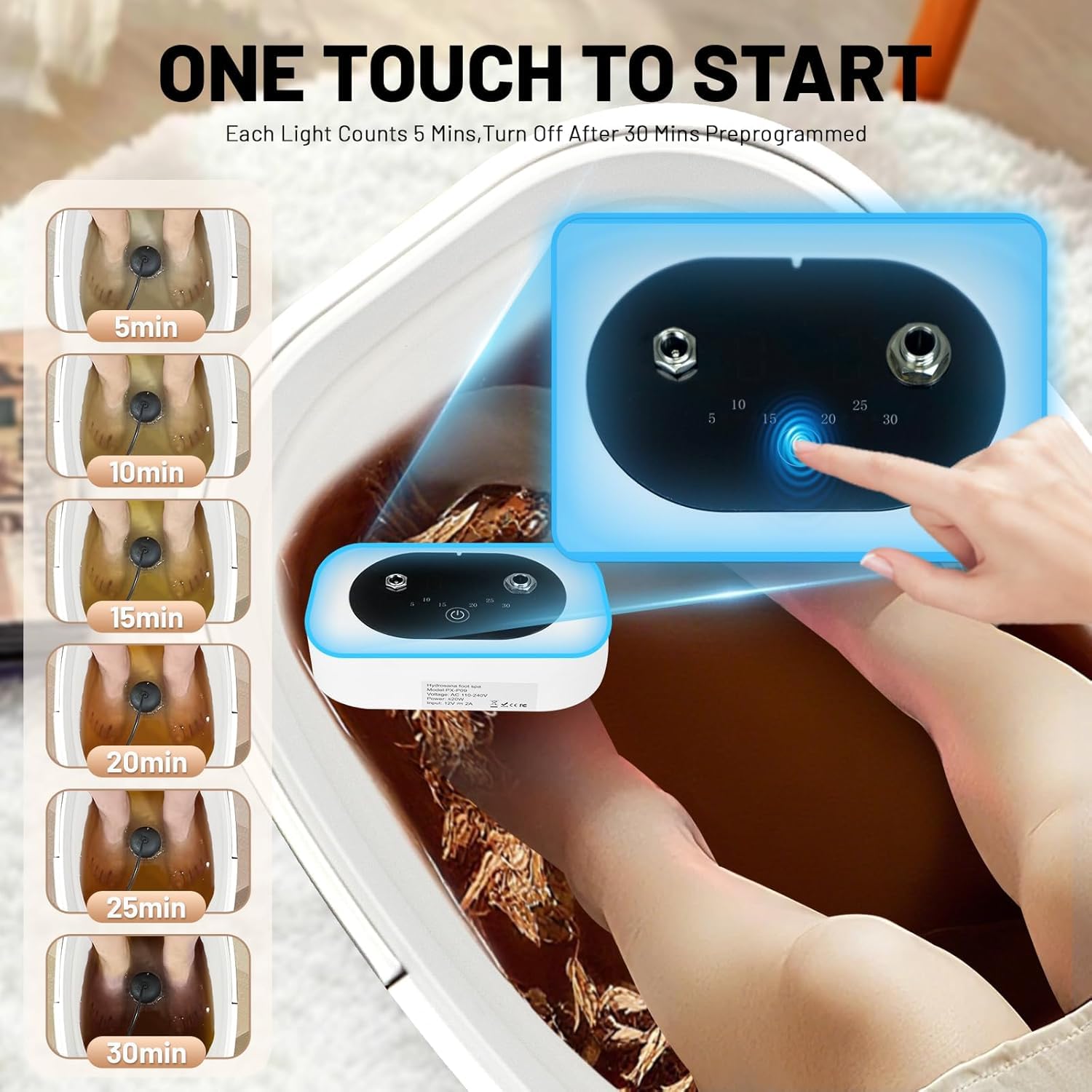 Foldable white foot spa bucket for home use