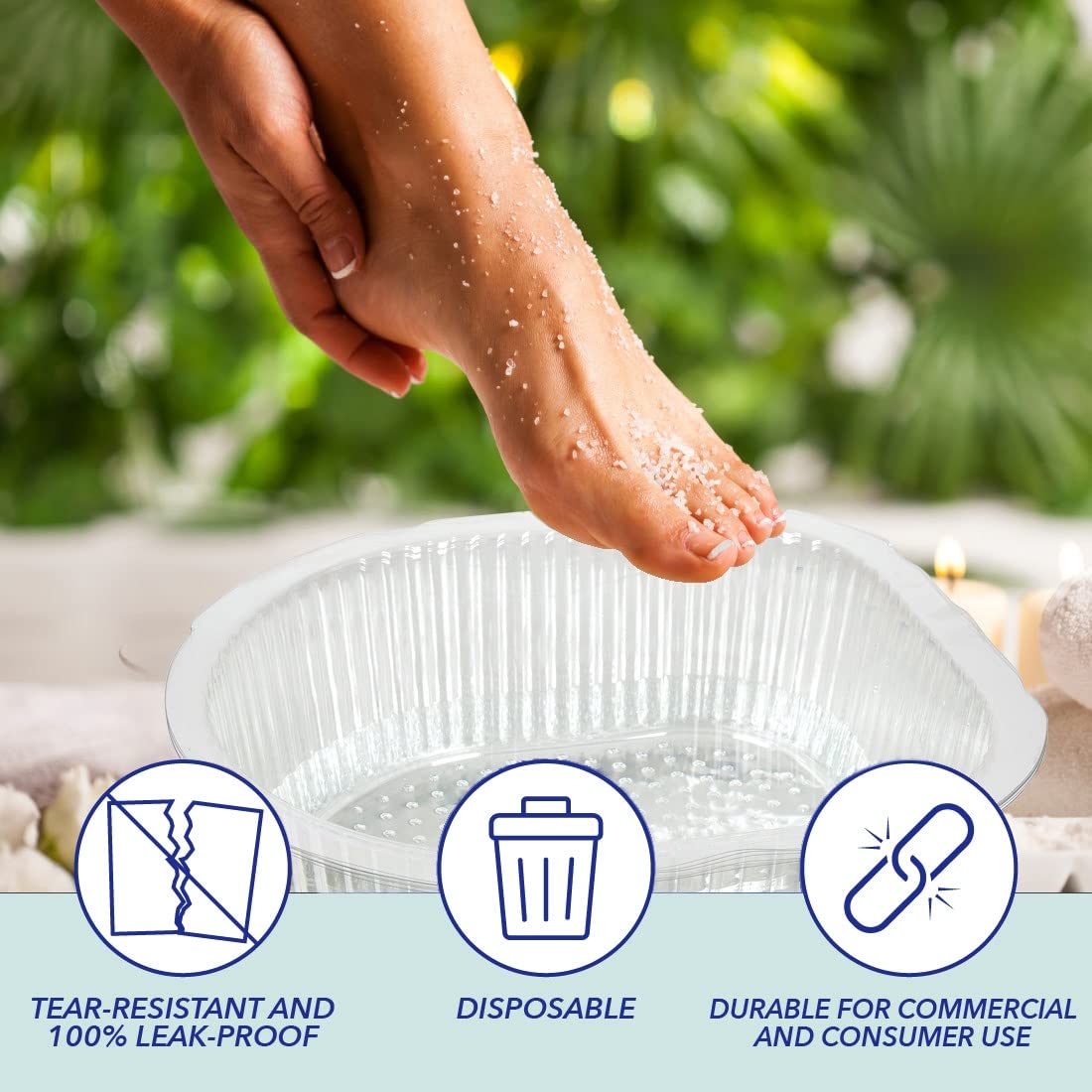 ForPro Universal Pedi Bath Liners stacked for easy storage