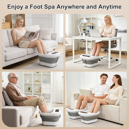 Side profile of Unifull foot spa showing drain and material box