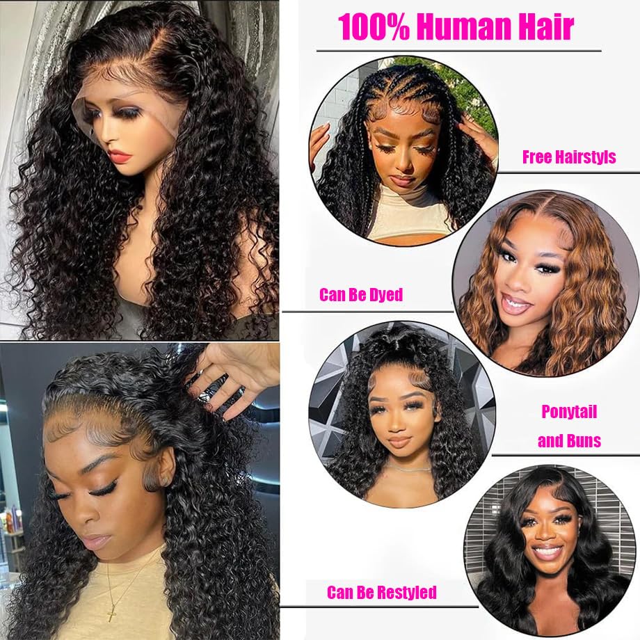 Close up of HD transparent lace hairline on a curly human hair wig