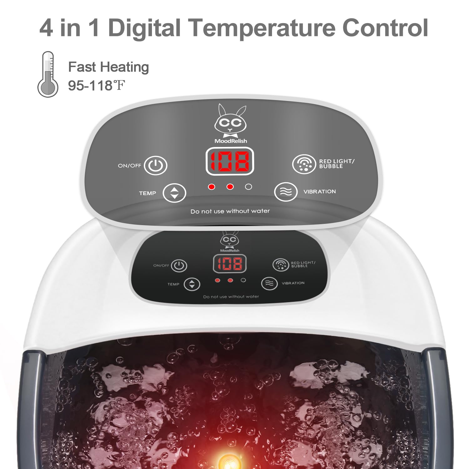 MoodRelish foot massager with bubble and heat controls