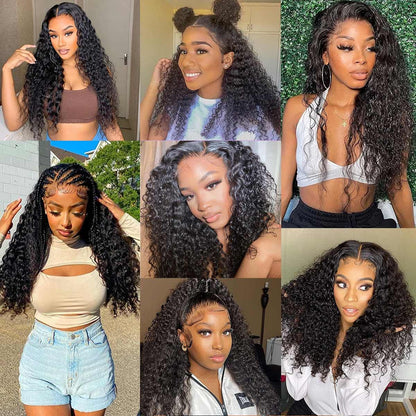 Back view of the 22 inch EMOL deep curly lace frontal wig demonstrating full volume and natural movement