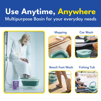 Folded flat foot soaking tub for easy storage