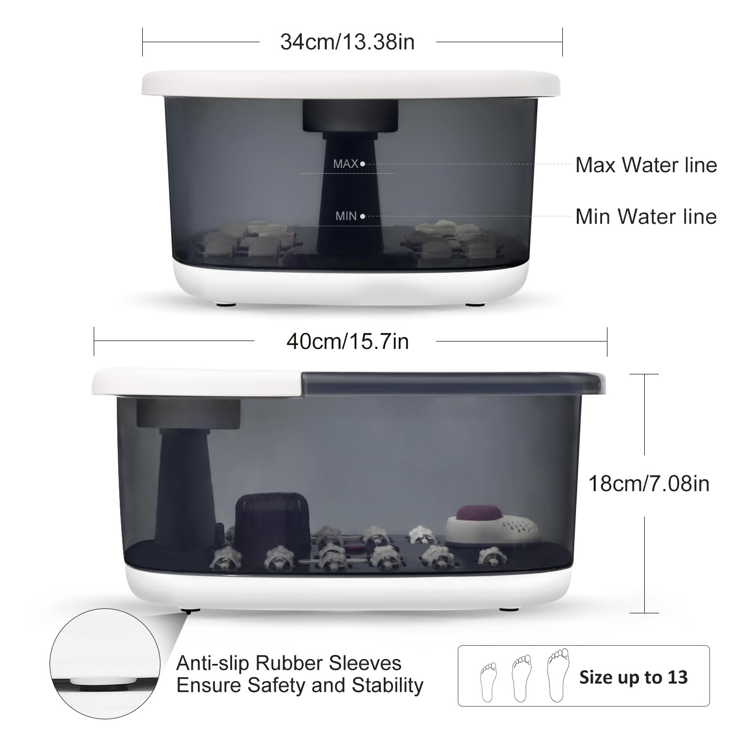 Grey MoodRelish foot spa bath basin side profile