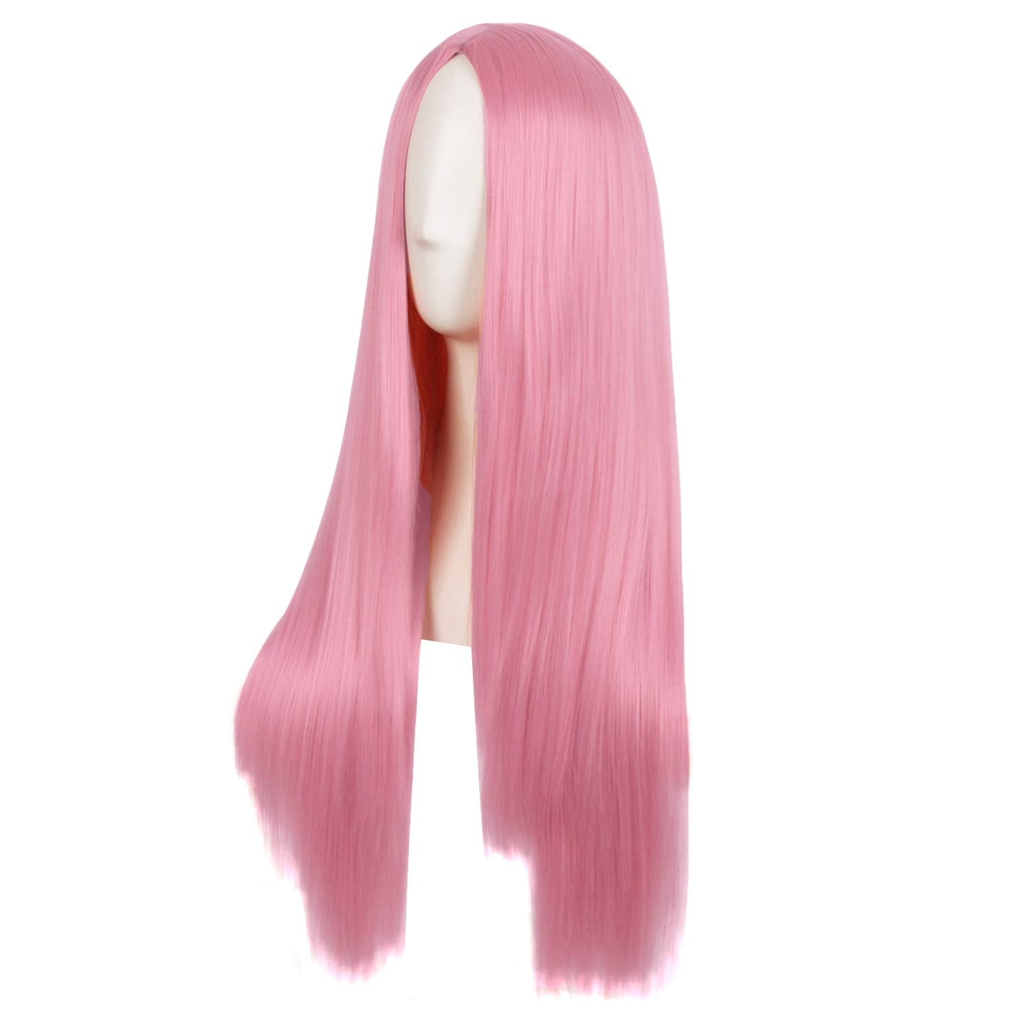 MapofBeauty heat resistant pink synthetic hair wig close up texture