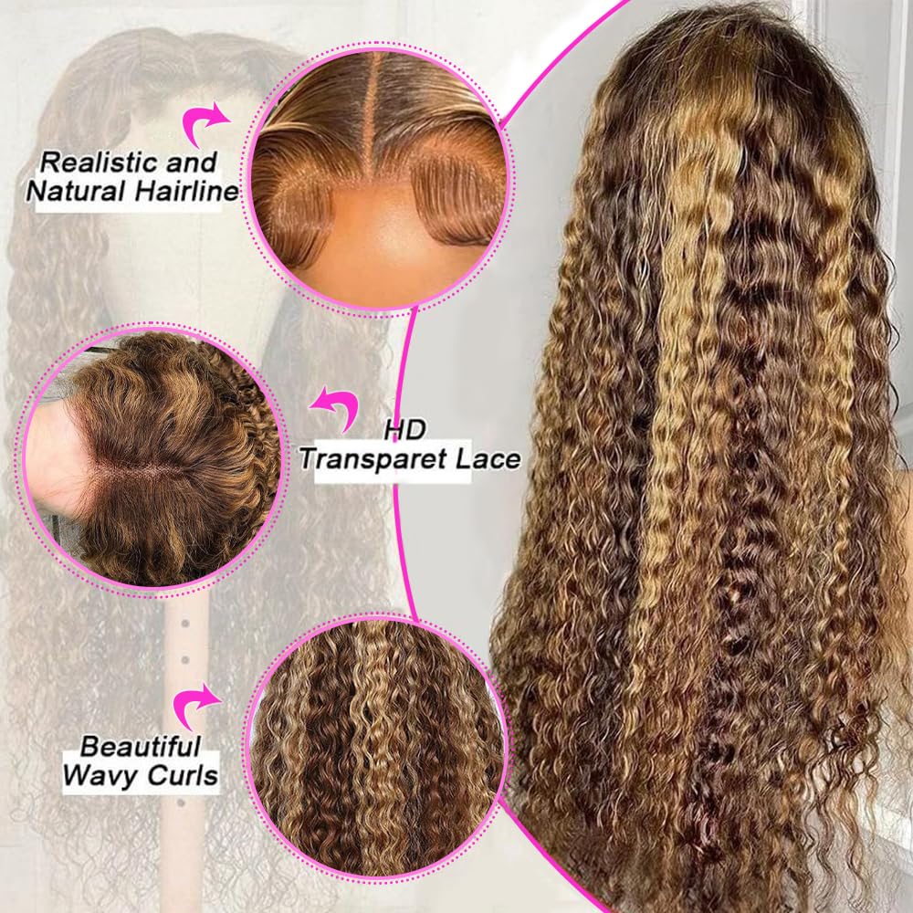 Back view showcasing the full length and volume of the 30 inch glueless ombre curly wig.