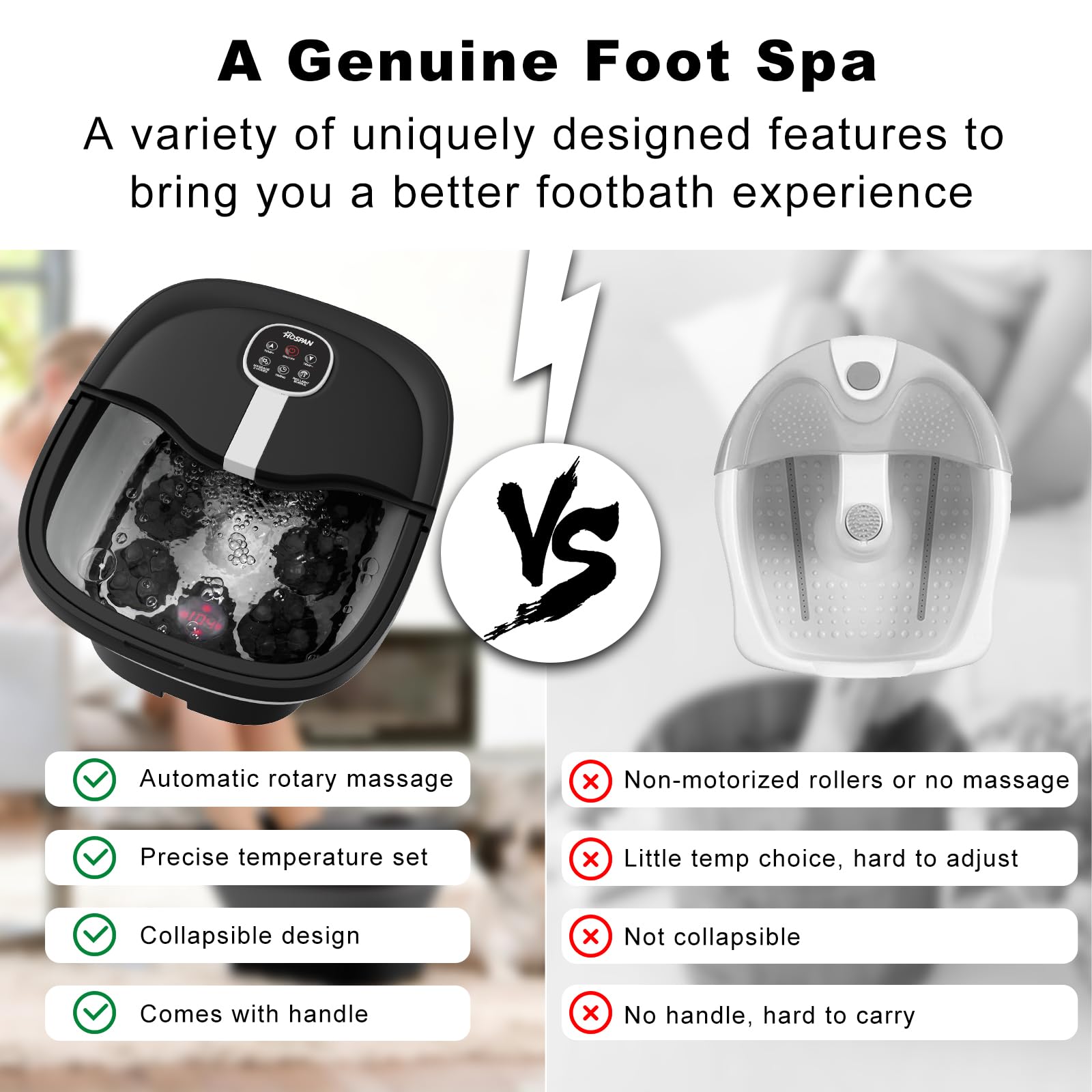 Hospan FS02A foot bath with massage rollers and bubbles