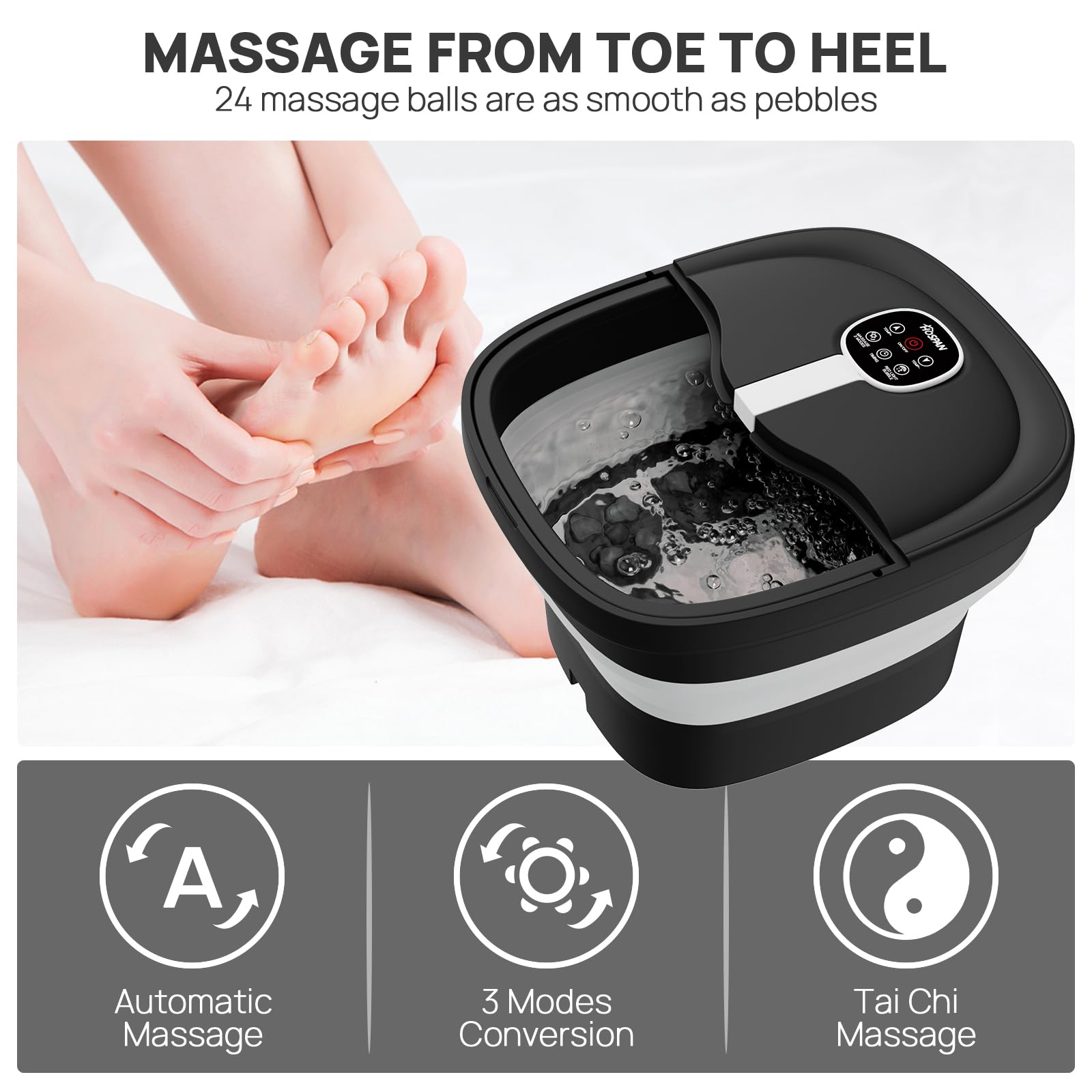 Collapsible design of Hospan foot spa for storage
