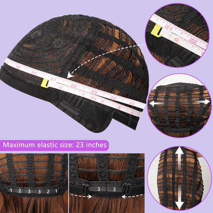 Styling demonstration of the customizable synthetic bangs on a mannequin head.