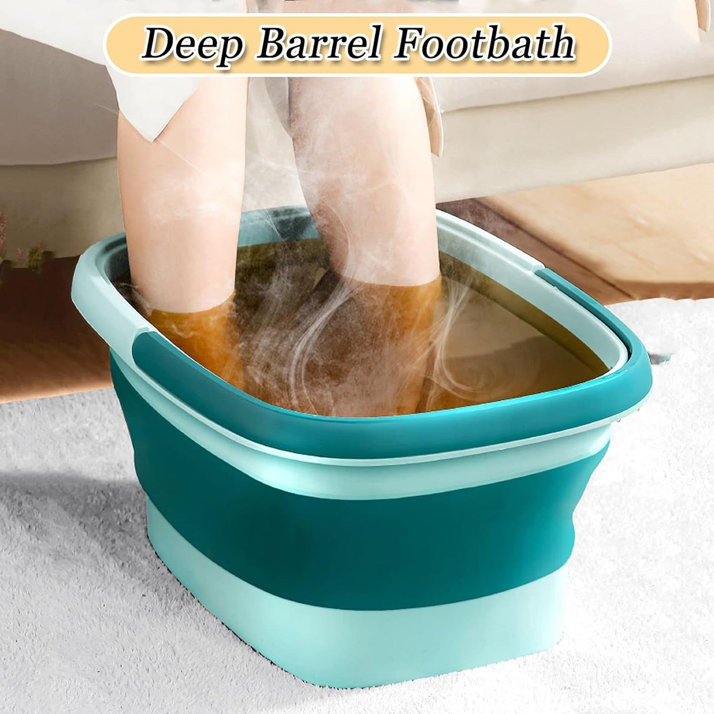 Folded green foot soaking tub for easy storage