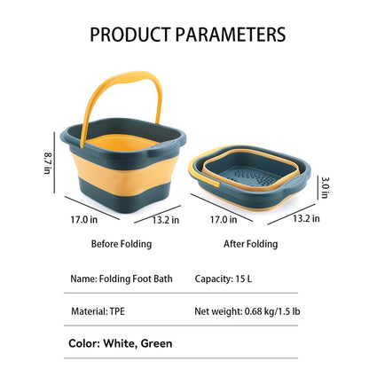 Side profile of open collapsible foot bath tub