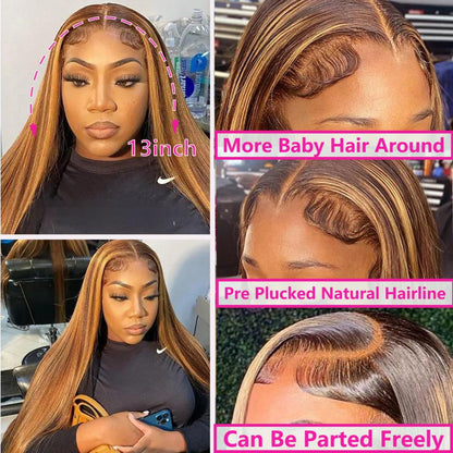 Back view of the 28 inch 180 percent density colored blonde human hair unit