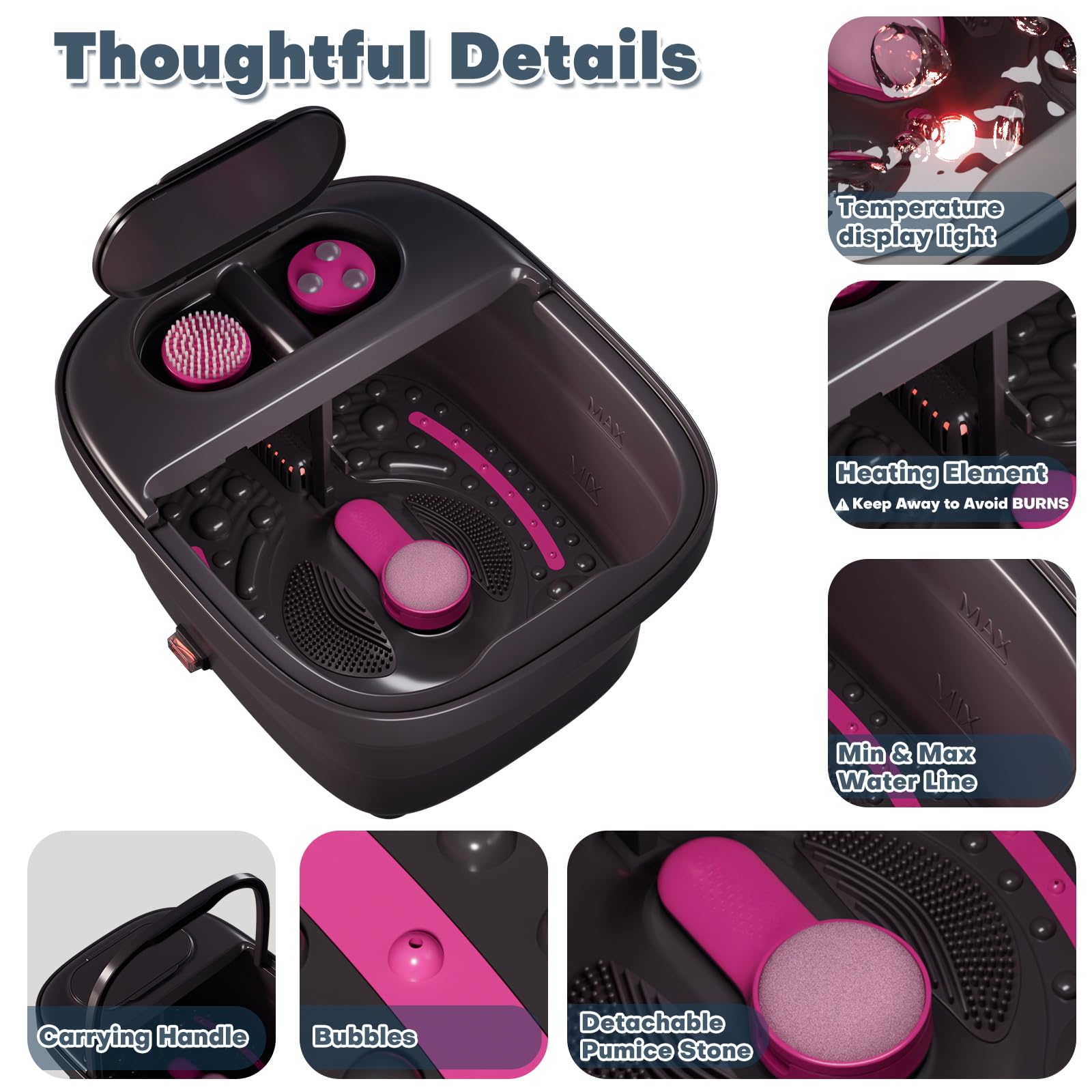 Folded Aqvesane foot bath massager for easy storage