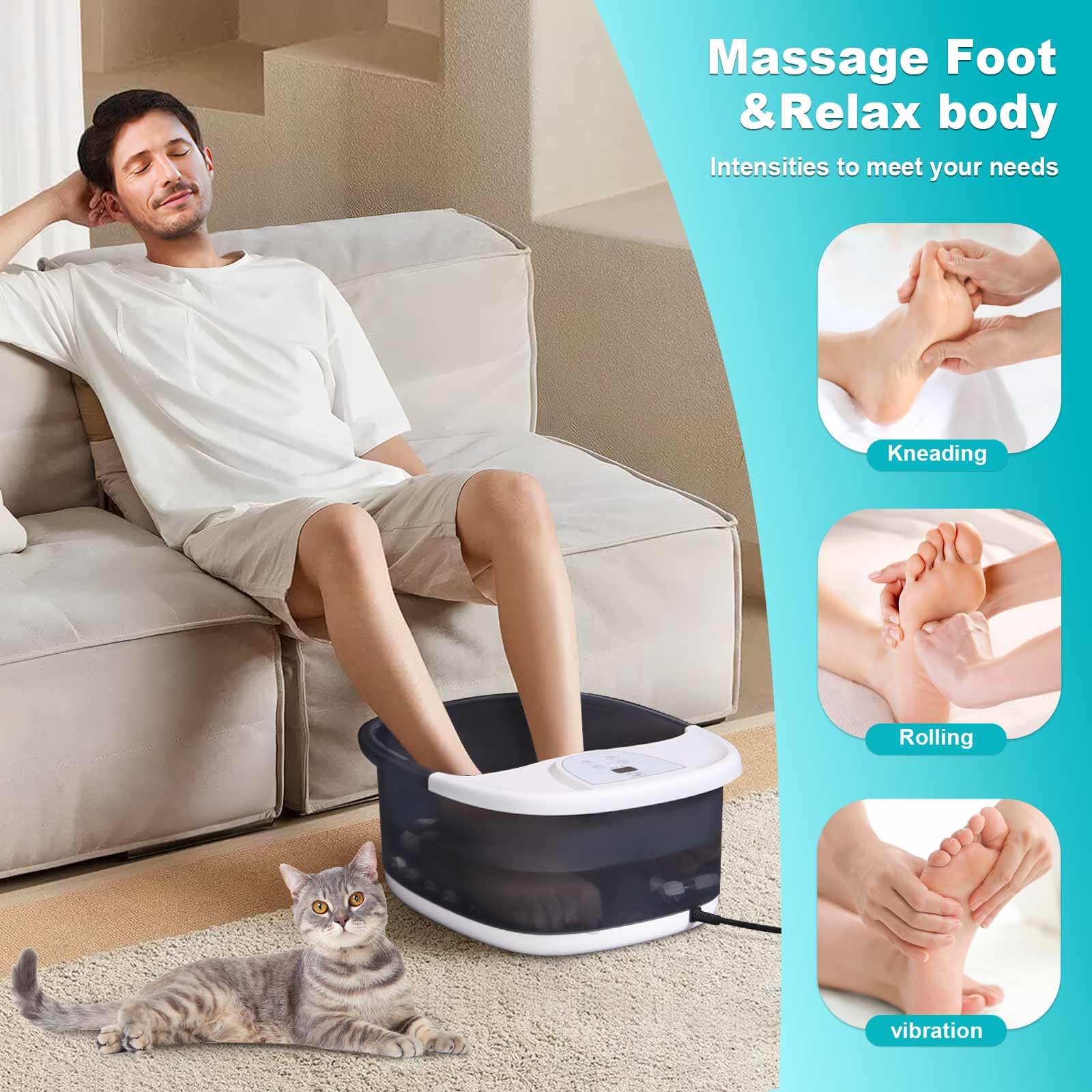 Side view of Ecarbme grey foot soaking tub