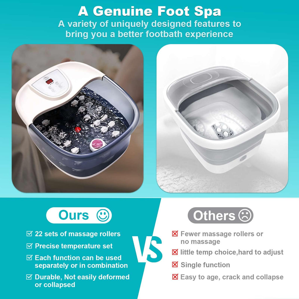 ECARBME Foot Spa Bath Massager operating in a living room setting with warm bubbling water