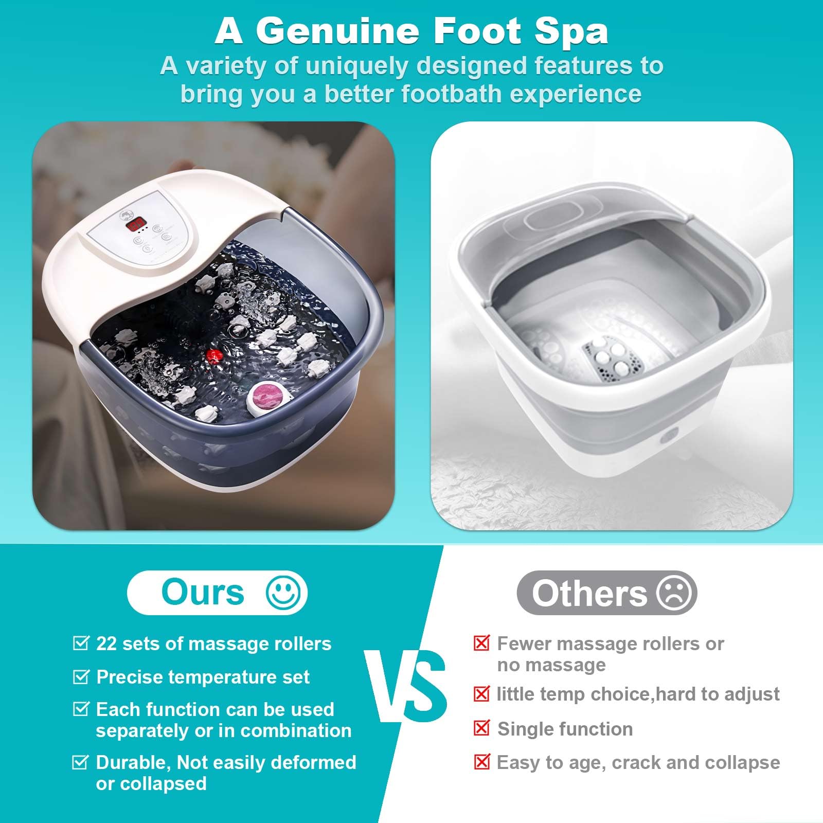 Interior view of Ecarbme foot spa rollers