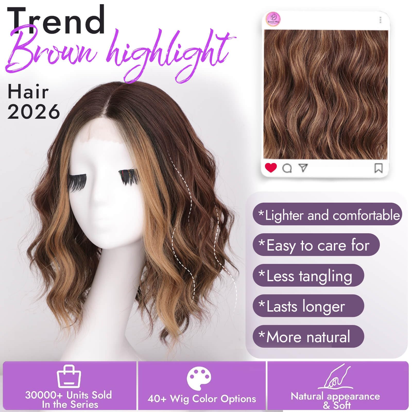 Side angle profile of the fourteen inch synthetic bob wig showcasing caramel blonde balayage highlights.