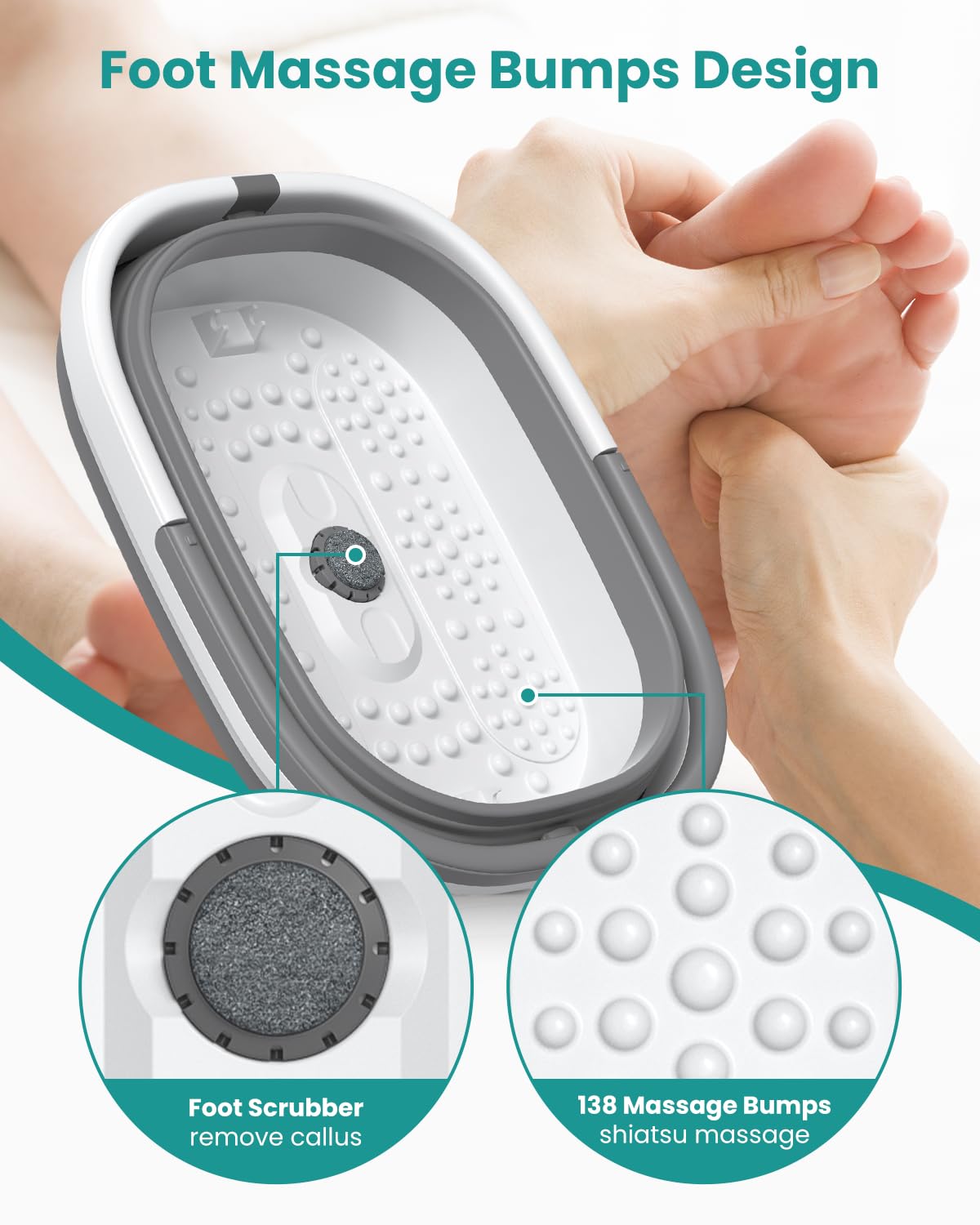 Nekteck foot soaking tub with built in pumice stone for pedicure
