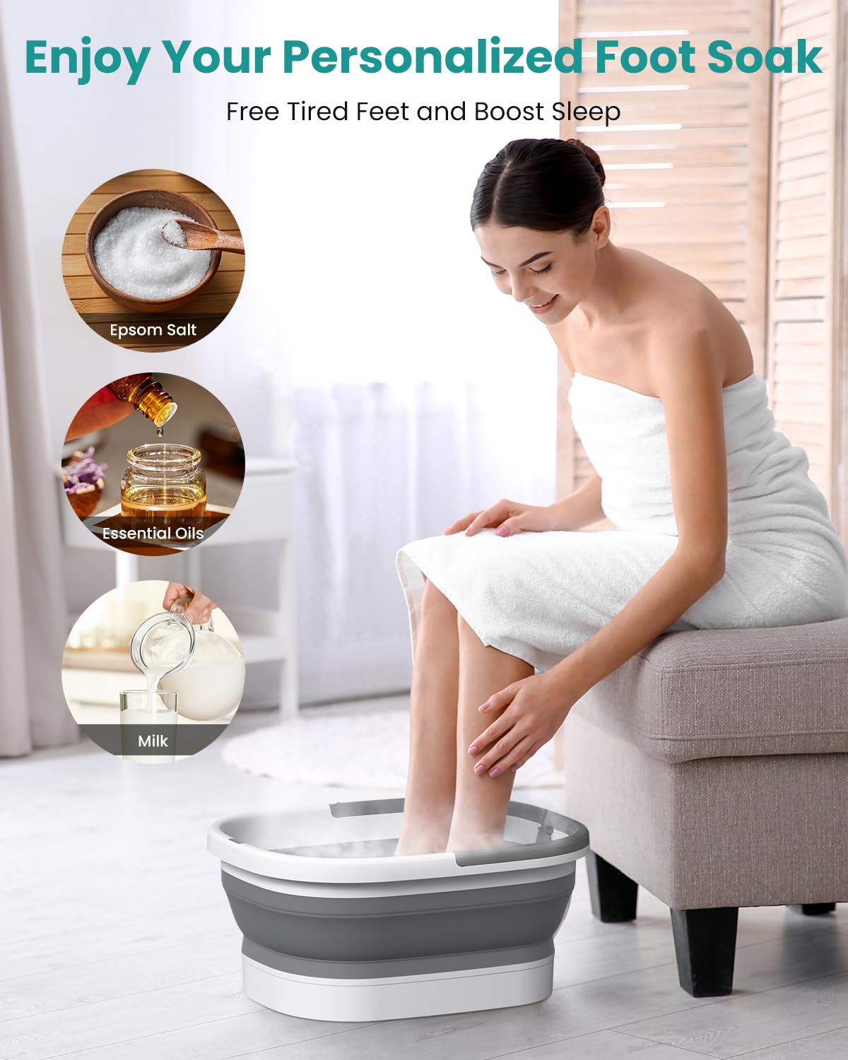 Nekteck portable foot spa tub filled with water for relaxation