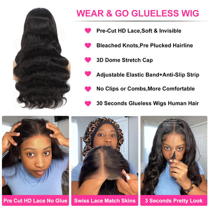 Back perspective of the 180 percent density human hair body wave wig highlighting full volume