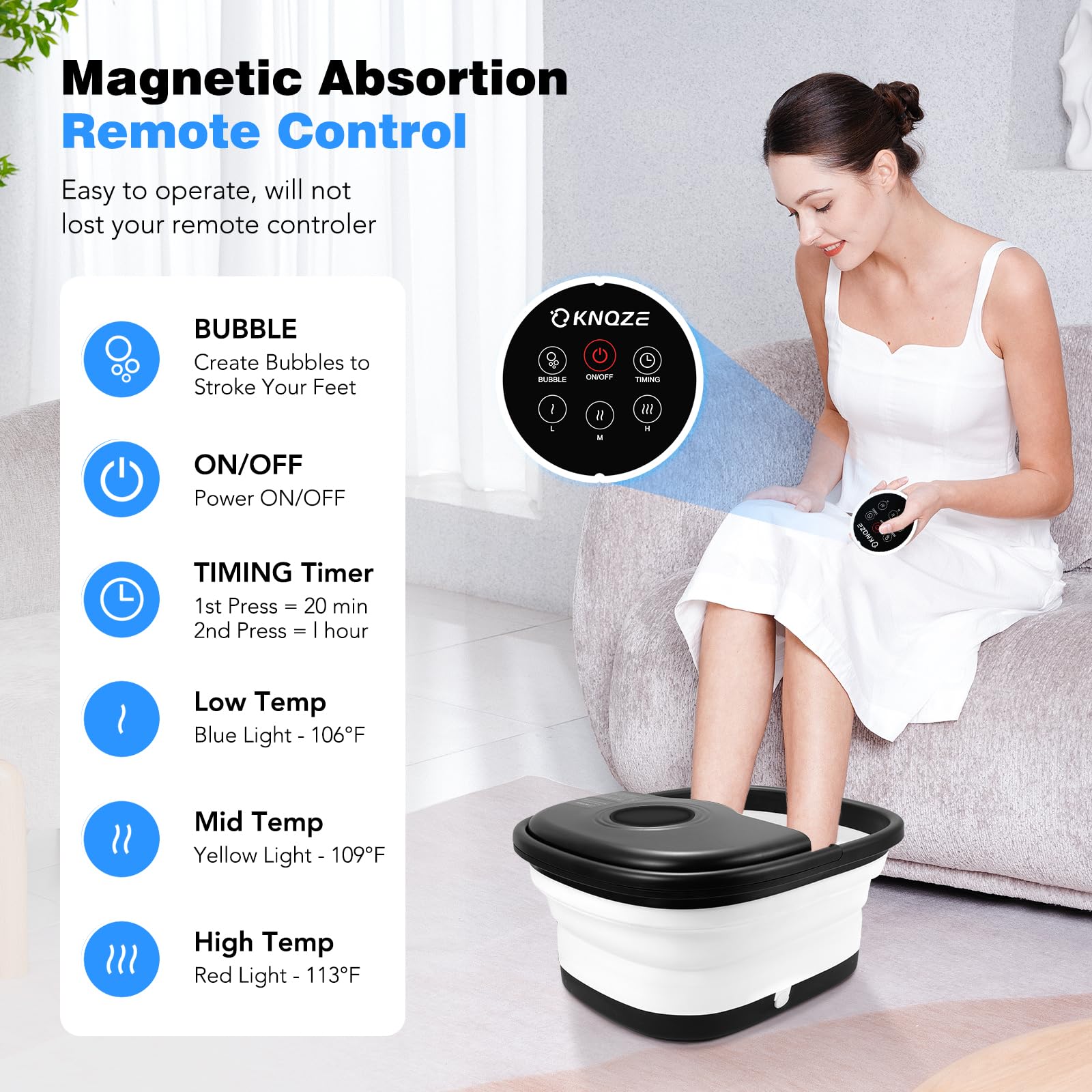 Knqze foot bath showing 16 Shiatsu massage rollers