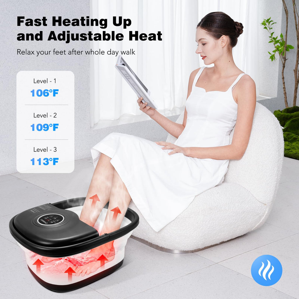 KNQZE electric foot spa interior featuring 16 massage rollers