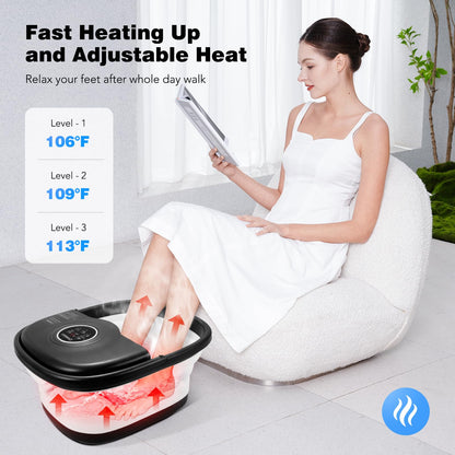 Side view of collapsed Knqze foot spa for storage