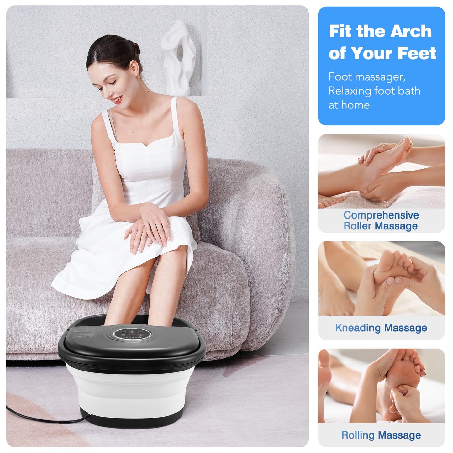 Knqze foot spa with red light therapy activated