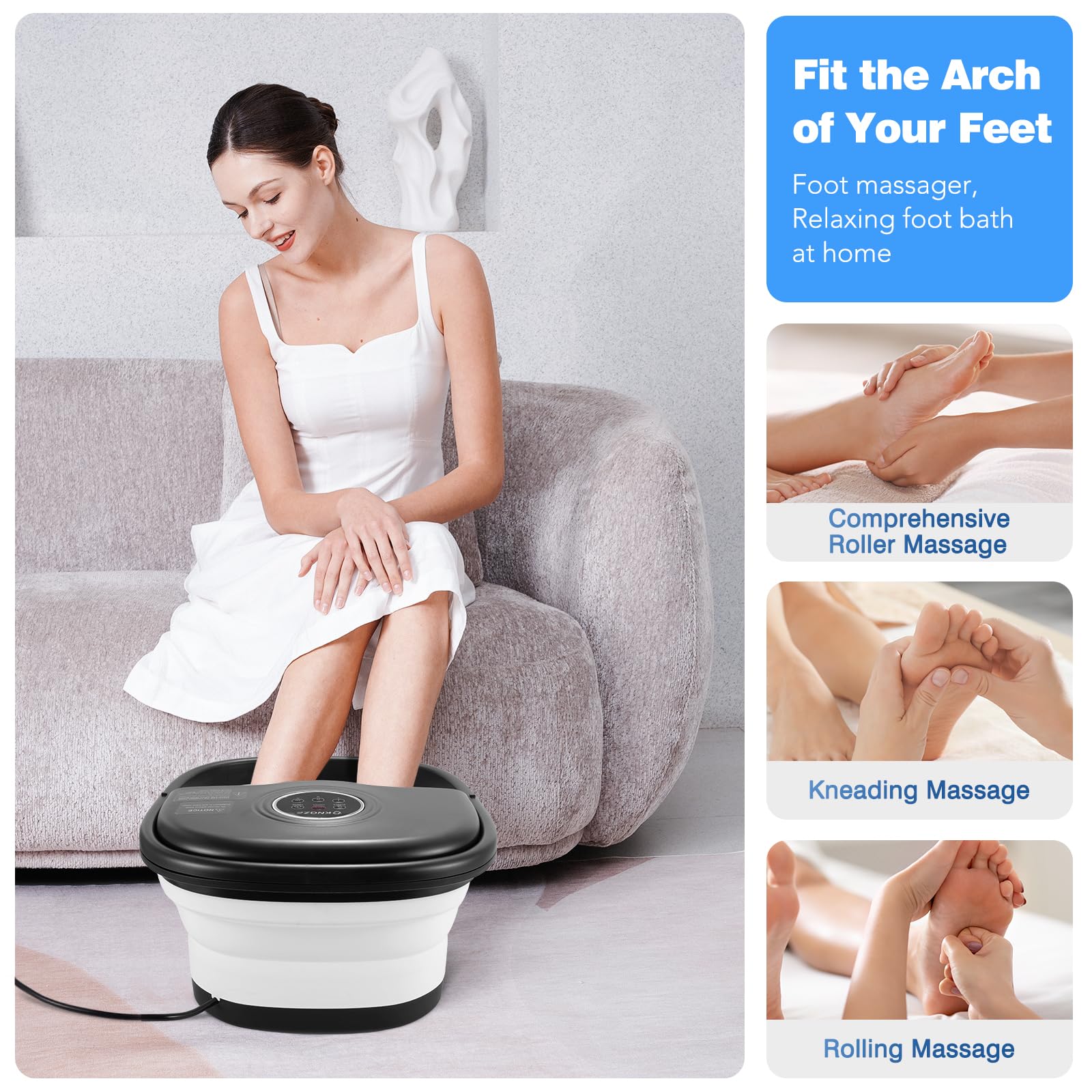 Knqze foot spa with red light therapy activated