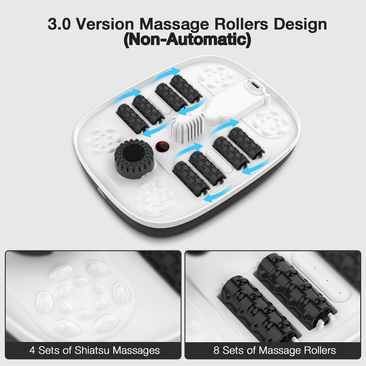Side view of Hospan foot spa showing collapsible storage design