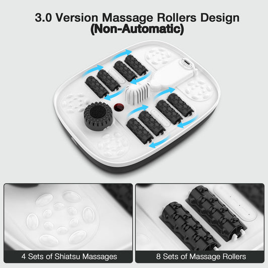 Side view of Hospan foot spa showing collapsible storage design