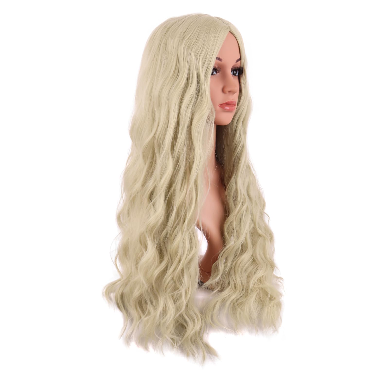 BERON MapofBeauty 70 cm long curly synthetic fiber blonde fashion wig displaying realistic wave texture.
