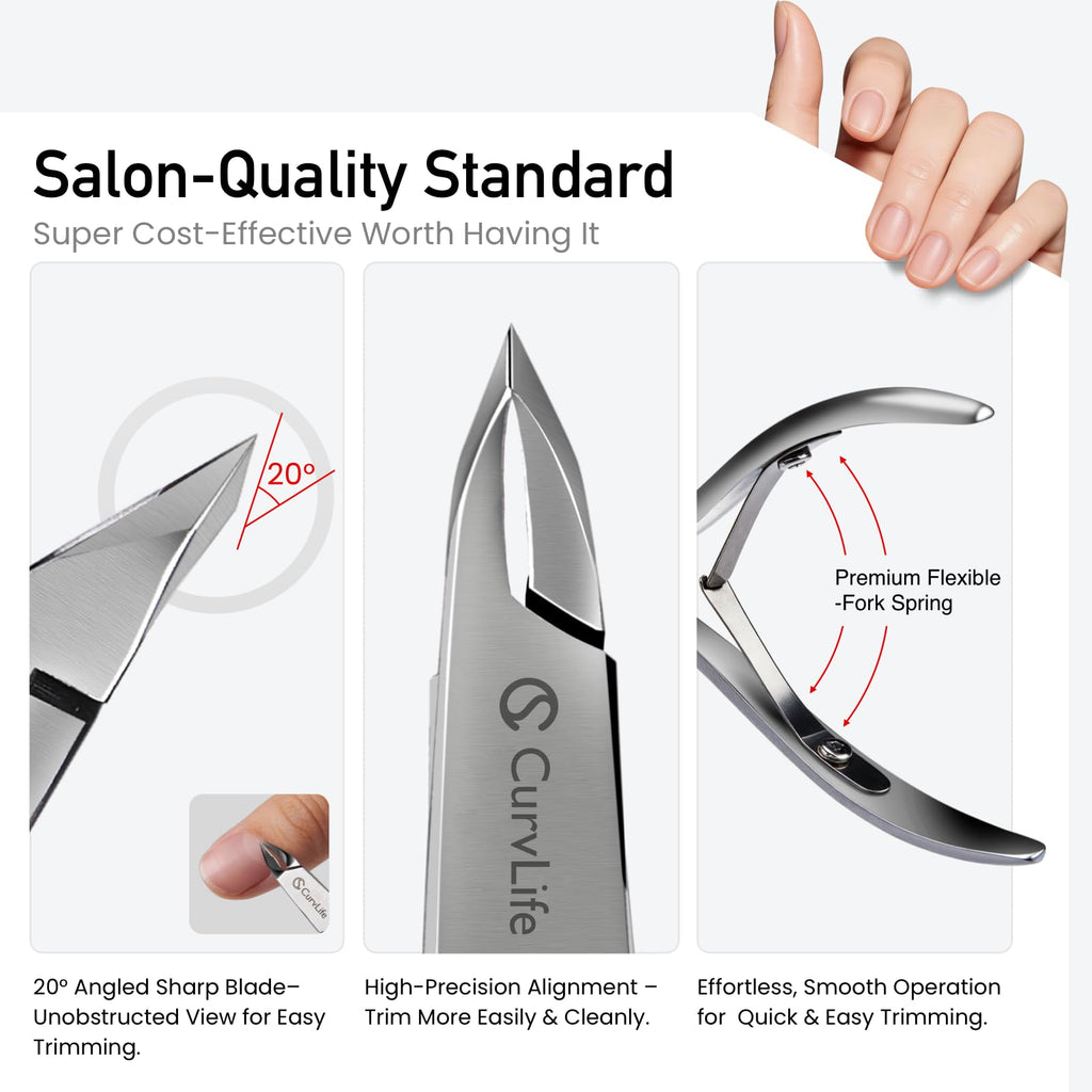 Curvlife professional nail nipper with ergonomic handle