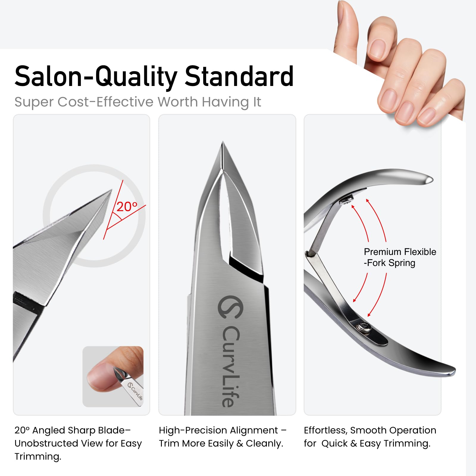 Curvlife professional nail nipper with ergonomic handle