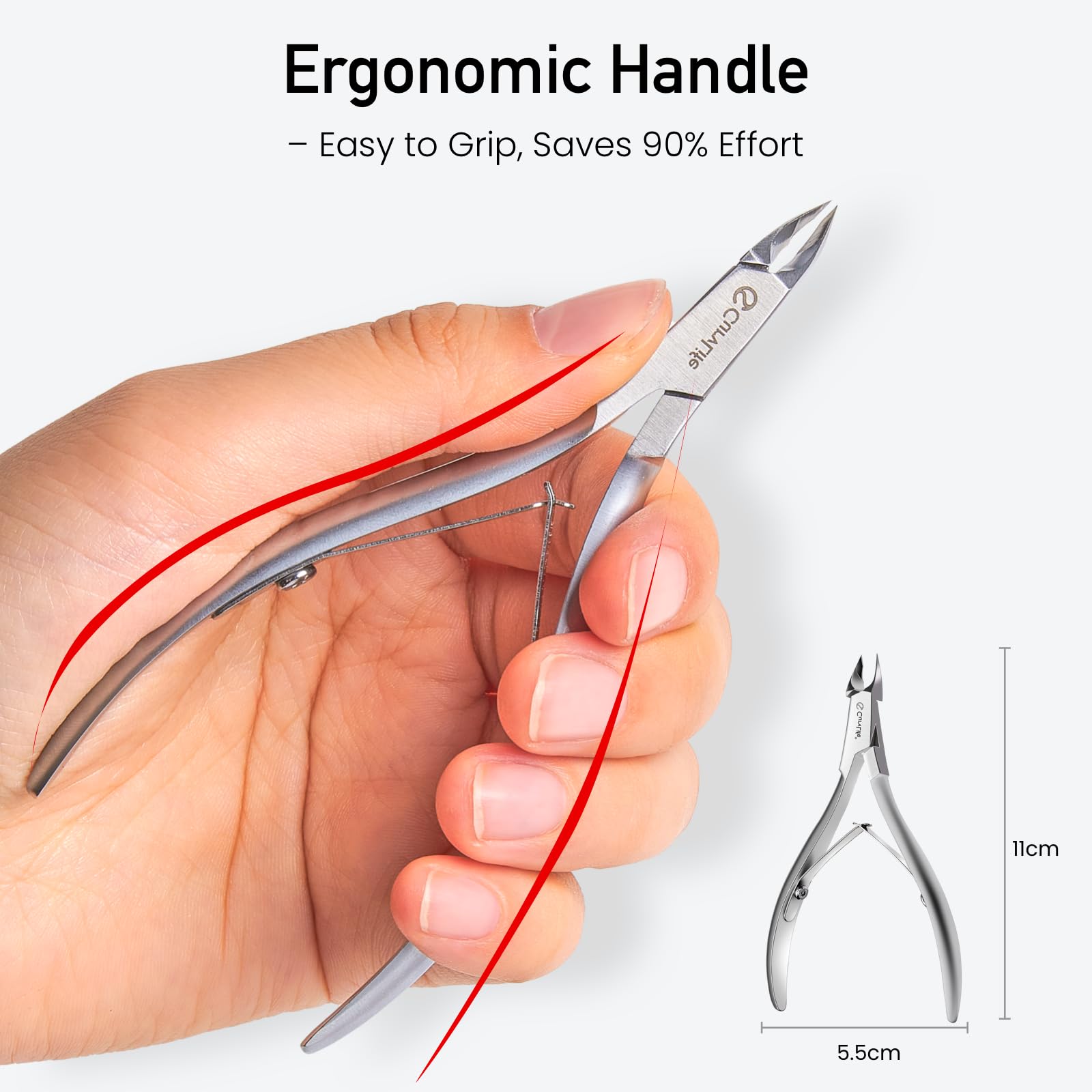 Side view of Curvlife cuticle nipper double-spring mechanism
