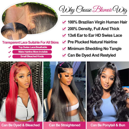 Back view of the two hundred percent density bone straight premium virgin human hair wig
